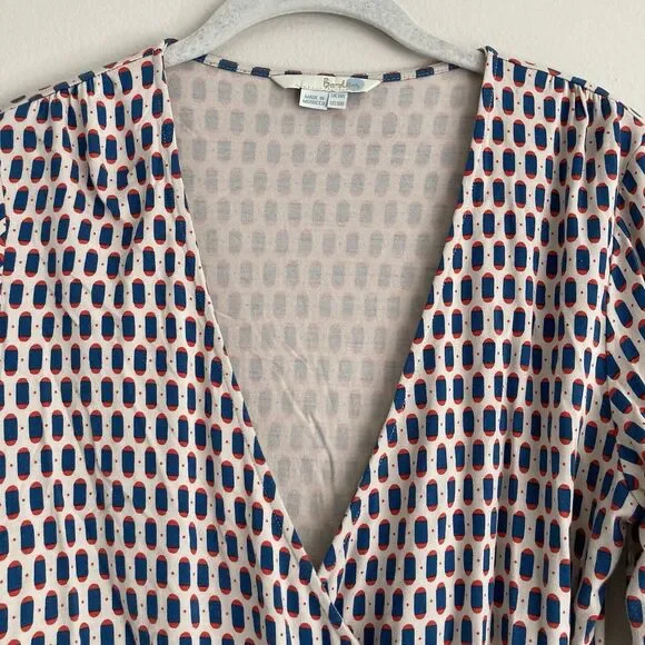 Boden Womens Faux Wrap 3/4 Sleeve Blouse Top Size 10 Multicolor Stretch Business - Picture 2 of 11